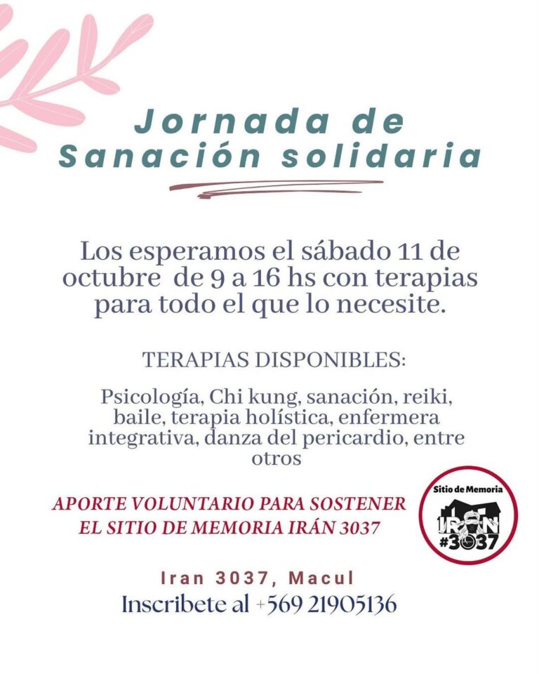 Jornada de Sanación SolidariaLos esperamos este sábado 11 de octubre de 9 a 16 horas con terapia (1)